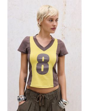 Motel Haloda Number T-shirt Xs At Urban Outfitters - Multicolour