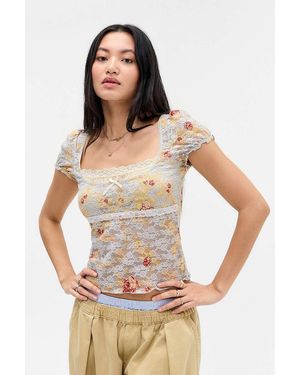 Kimchi Blue Malka Print Lace Blouse - White