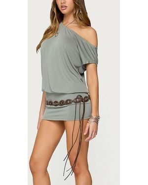 Edikted Sevie Off Shoulder Mini Dress - Gray
