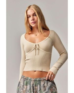 Urban Outfitters Uo Scalloped Edge Knit Top - Natural