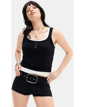 Silence + Noise Silence + Noise Belted Bengaline Micro Shorts - Black