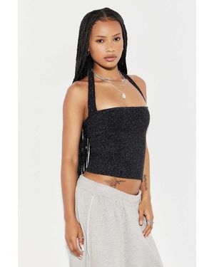 Urban Outfitters Uo Foxy Halterneck Top - Black