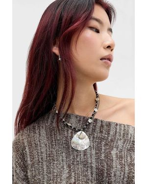 Silence + Noise Silence + Noise Etched Shell Charm Rope Necklace - Brown