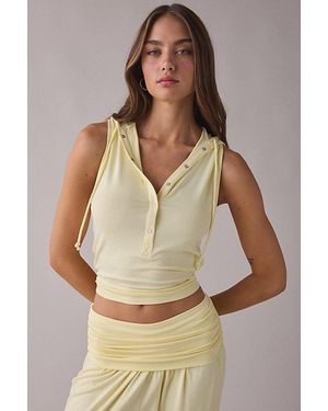 Out From Under Stormy Hooded Henley Muscle Tank Top - Brown