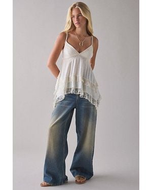 Kimchi Blue Asterid Lace Trim Asymmetric Babydoll Cami - Blue