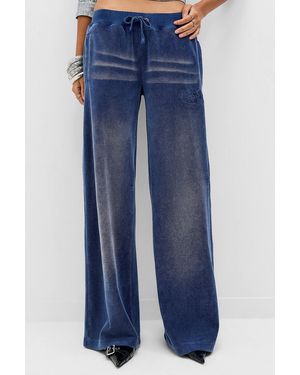 Juicy Couture Uo Exclusive Ida Washed Velour Track Trousers - Blue