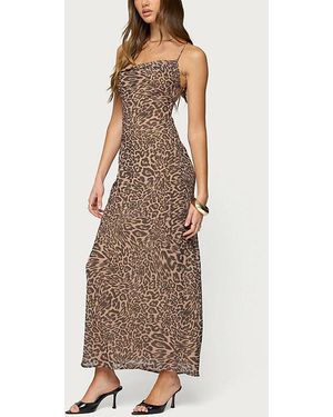 Edikted Ayanah Printed Backless Maxi Dress - Brown