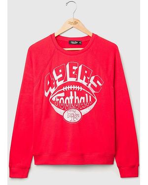 Junk Food Nfl Football Raglan Crewneck Fleece Sweatshirt - Red