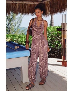 Out From Under Seaside Cowl Neck Halter Jumpsuit - Multicolor