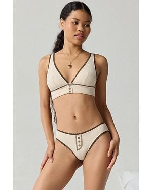 Out From Under Josie Waffle Knit Henley Bikini Undie - Natural