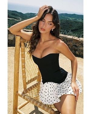 Miss Circle Dahliana Polka Dot Bubble Hem Corset Mini Dress - Black