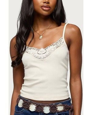 Edikted Fawnie Crochet Ribbed Tank Top - White