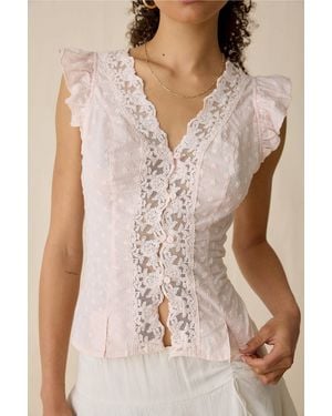 Kimchi Blue Aurelia Flutter Sleeve Top - Natural