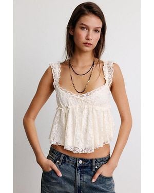 Kimchi Blue Piper Lace Flutter Sleeve Babydoll Top - White
