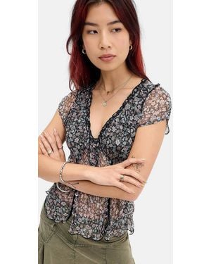 Kimchi Blue Kate Chiffon Tea Blouse - Black