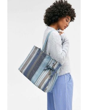Urban Outfitters Uo Large Stripe Woven Tote Bag - Blue