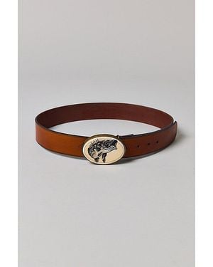 Urban Outfitters Fish-Printed Oval Buckle Leather Belt - Gray