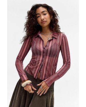 Silence + Noise Silence + Noise Milo Long Sleeve Shirt Xs At Urban Outfitters - Red