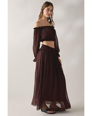 Glamorous Chiffon Smocked Waist Maxi Skirt - Multicolor
