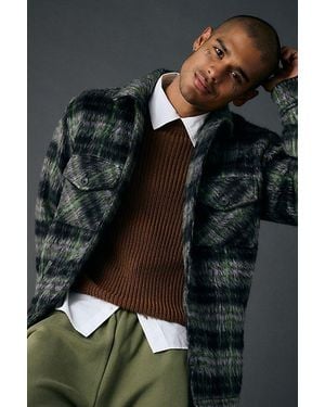 BDG Shaggy Shirt Jacket Top - Black