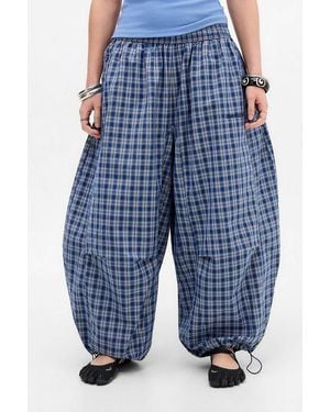 iets frans... Sid Check Cotton Trousers - Blue