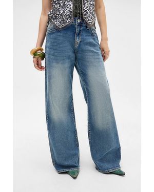 TRUE RELIGION Mid Blue Bobbi Baggy Jeans