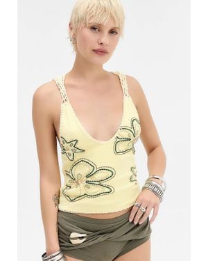 Jaded London Zelya Beaded Crochet Hood Halter Top Uk 10 At Urban Outfitters - Green