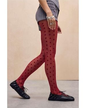Out From Under Polka Dot Tights - Red