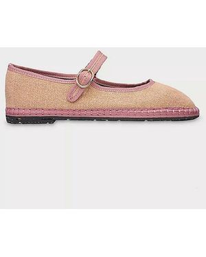Flabelus Dora Linen Mary Jane Flat - White