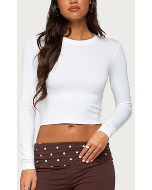 Edikted Zali Long Sleeve Crop Top - White