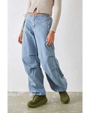 BDG Light Denim Baggy Tech Cargo Trousers - Blue