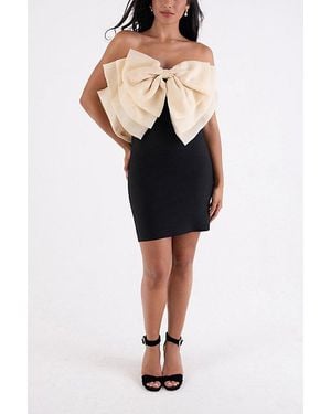 Amy Lynn Oscar Satin Bow Statement Mini Dress - Black