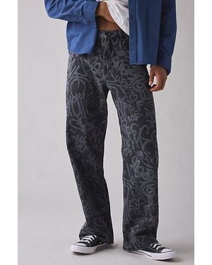BDG Nitro Graffiti Print Baggy Fit Jean - Blue
