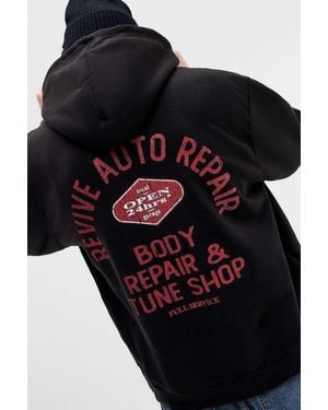 Urban Outfitters Uo Black Auto Repair Zip-through Hoodie