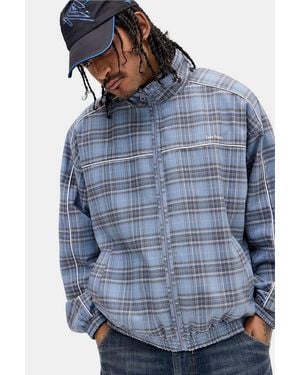iets frans... Sacha Reversible Check Track Jacket - Blue