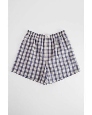 BDG Navy Check Boxer Shorts - Blue