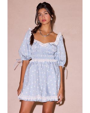 For Love & Lemons Uo Exclusive Jackson Puff Sleeve Mini Dress - Blue