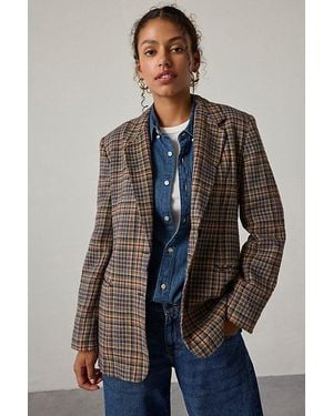 Vintage & ReMADE by UO Vintage By Uo Wool Check Blazer Jacket - Blue