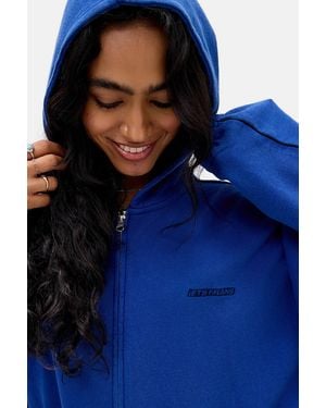 iets frans... Zip-through Bubble Hem Hoodie - Blue