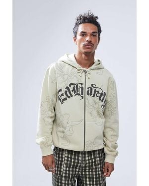 Ed Hardy Uo Exclusive Zip-through Hoodie - Natural