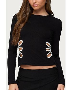 Edikted Contrast Cut Out Long Sleeve Top - Black