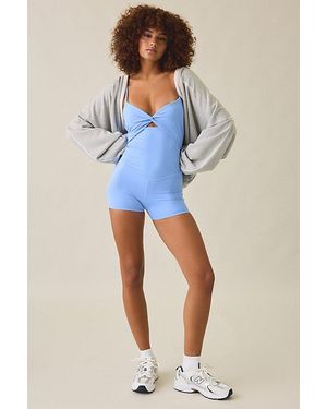 Out From Under Saturday Sculpt Twist-Front Athletic Romper - Blue