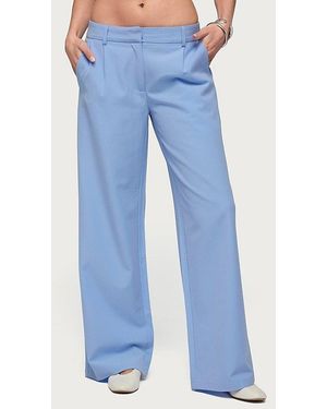 Edikted Pinstripe Tailored Straight Leg Pants - Blue