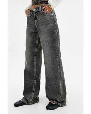 TRUE RELIGION Bobby Big T Embroidered Baggy Jeans - Grey