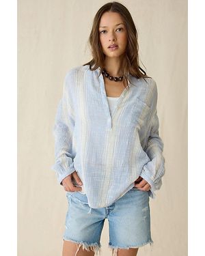 BDG All You Need Semi-Sheer Gauze Oversized Popover Shirt Top - Blue
