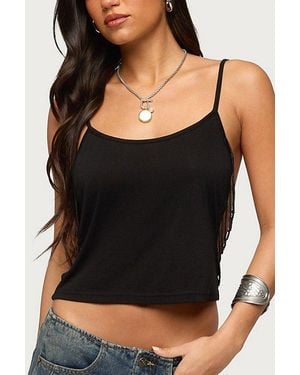 Edikted Donia Cutout Beaded String Tank Top - Black