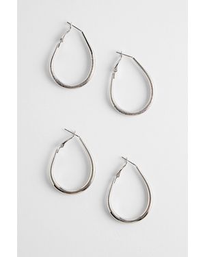 Silence + Noise Silence + Noise Etched & Polished Hoop Earrings 2-pack - White