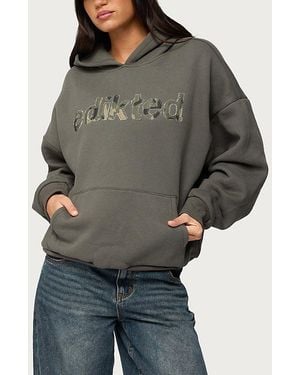 Edikted Camo Cutie Oversized Hoodie - Grey