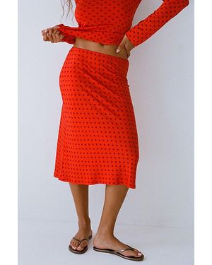 RAT BOI Midi Slip Skirt - Red