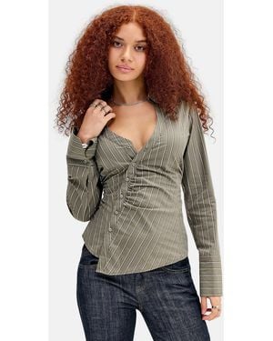 Silence + Noise Silence + Noise Leila Asymmetric Shirt - Grey